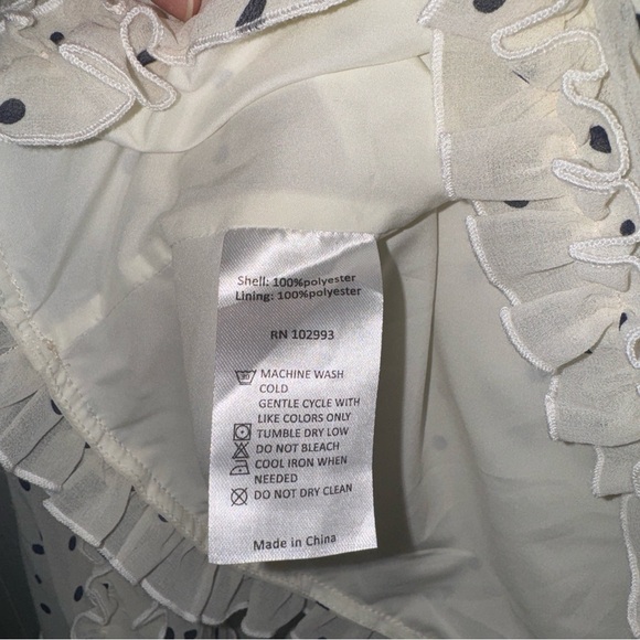 NWOT Koché Paris White Polka Dot Ruffle Small Blouse - Picture 10 of 11